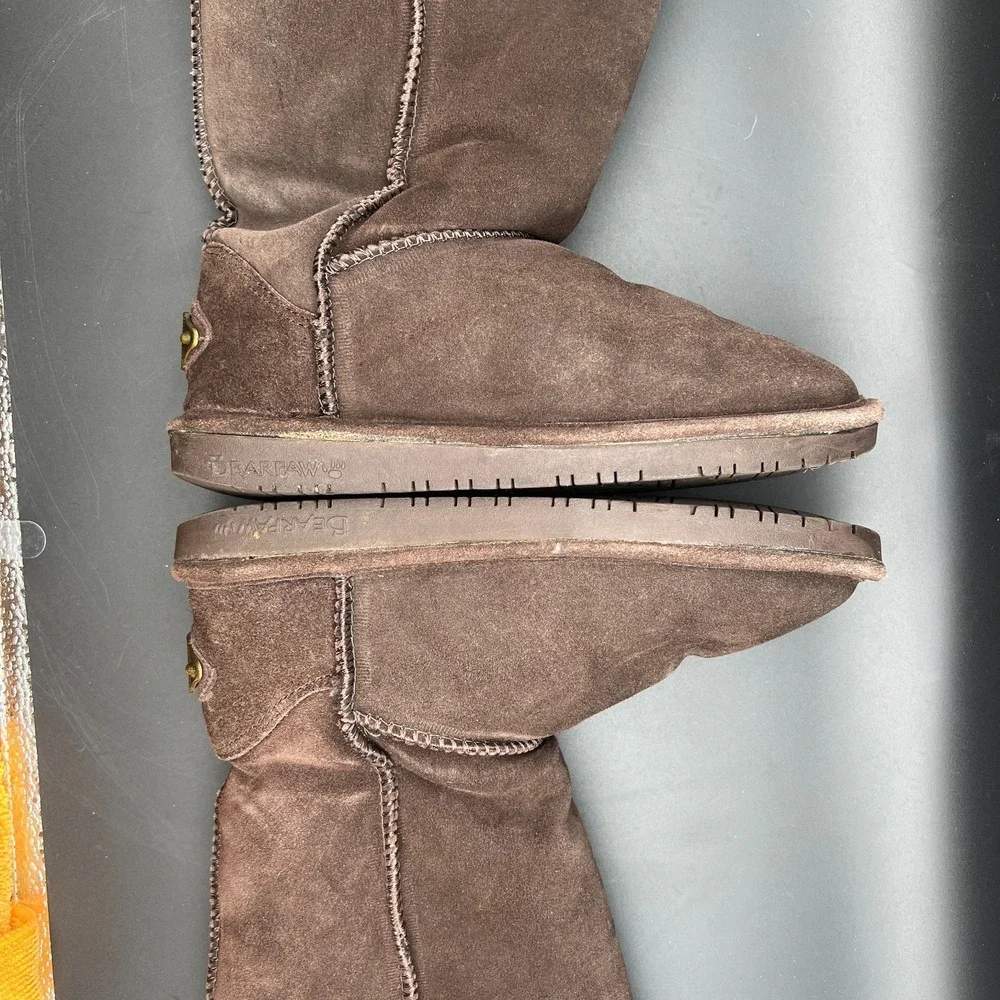 Bearpaw Womens 6 Us Brown Suede Mid Calf Round Toe Pull On Winter Snow Boot